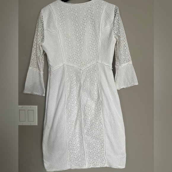 BCBG MaxAzria White Eyelet V-Neck Dress - Picture 3 of 5